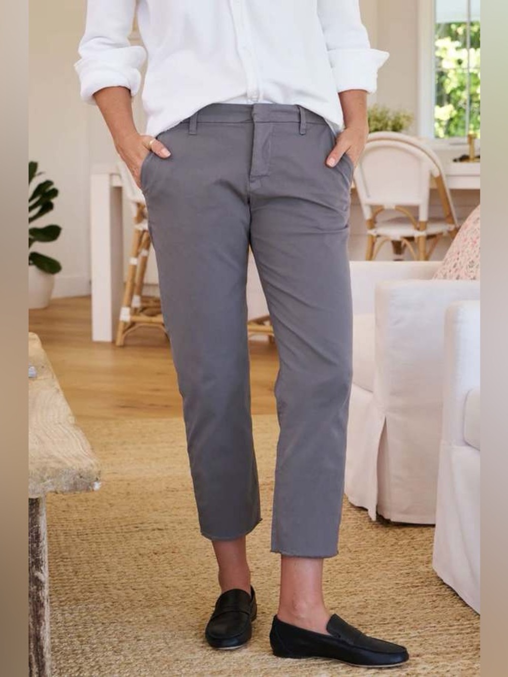 NWOT Frank & Eileen Wicklow Crop Chinos size 6 in elephant grey